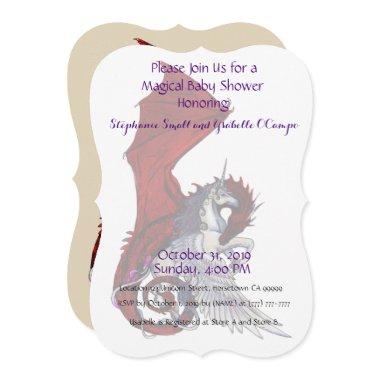 Unicorn Baby Shower Invitations Red Dragon