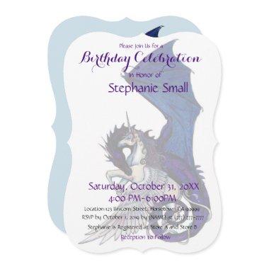 Unicorn Birthday  Purple Blue Dragon