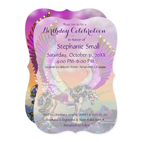 Unicorn Birthday  Purple Blue Pink Horse