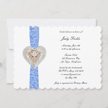 Unicorn Blue Lace Bridal Shower Invitations