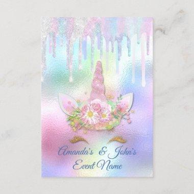 Unicorn Party 1th 2th Baby Holograph Pink Pastel Invitations