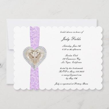 Unicorn Purple Lace Bridal Shower Invitations