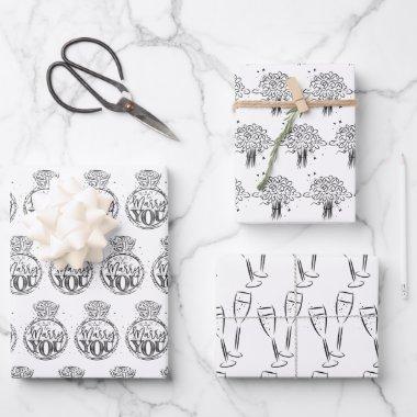 Unique Black & White Bridal | Wedding Shower Wrapping Paper Sheets