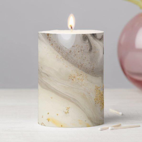 Unique Black White Brown Grey Gold Stone Agate Pillar Candle