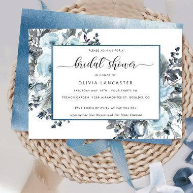 Unique Blue Watercolor, Blue Floral