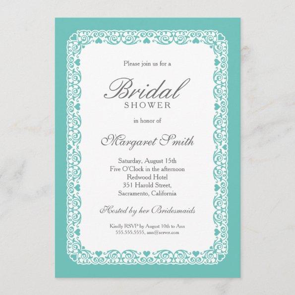 Unique Creative Aqua Turquoise Bridal Shower Invitations
