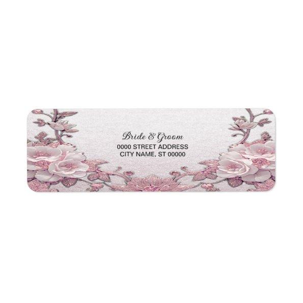Unique Pink Floral Return Address Label
