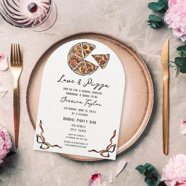 Unique Red Hand Drawn Bridal Brunch Love and Pizza
