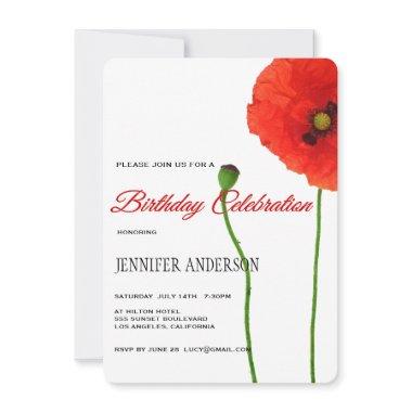 Unique Red Poppy Floral Simplicity Birthday Party