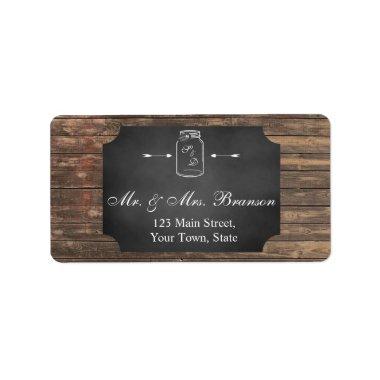 Unique Rustic Mason Jar Chalkboard Custom Monogram Label