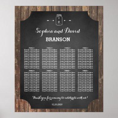 Unique Rustic Mason Jar Wedding Seating Chart