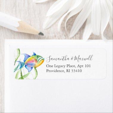 Unique Watercolor Tropical Fish Return Address Label