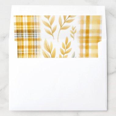 Unique Yellow Leaves and Plaid Pattern Envelope Liner