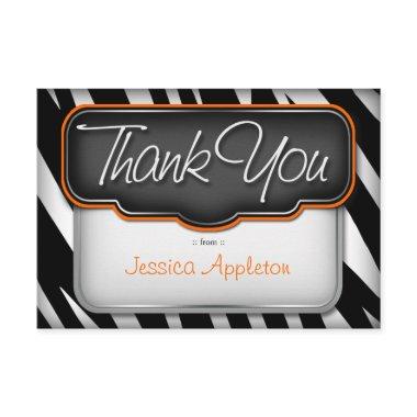 Unique Zebra Print "Thank you" Flat Invitations