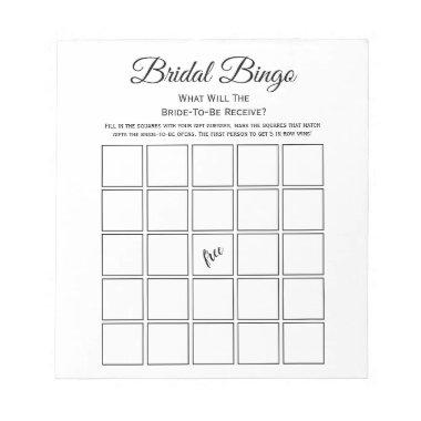 Universal White Bridal Shower Bingo Party Game Notepad