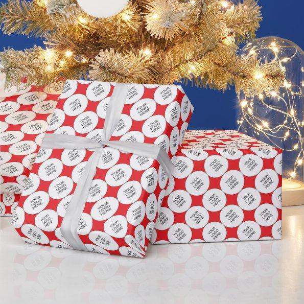 Upload Logo Create Your Own Christmas Red Gift Wrapping Paper