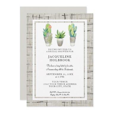 Urban Spanish Hacienda Watercolor Cactus Succulent Invitations