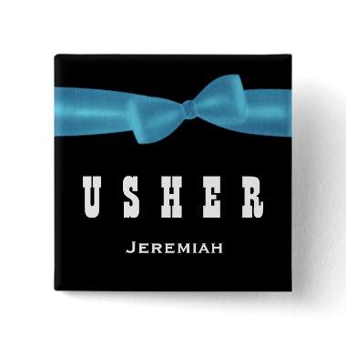 USHER Wedding Custom Name V02R BLUE Button