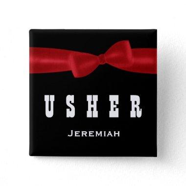 USHER Wedding Custom Name V02R RED Button