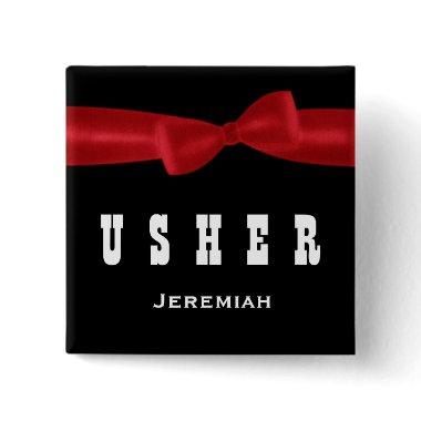 USHER Wedding Custom Name V02R RED Button