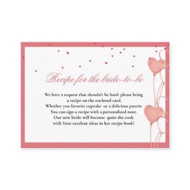 valentine heart theme request recipe for the bride enclosure Invitations