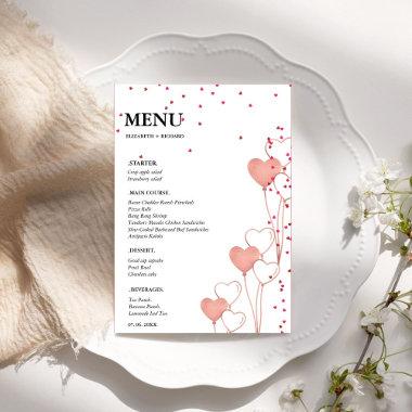 Valentine Heart wedding Bridal Shower Menu Invitations
