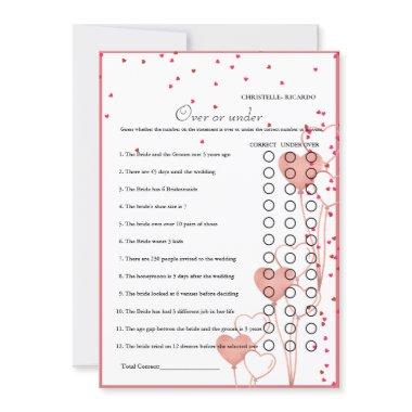 Valentine Over or under  game