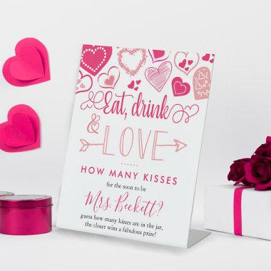 Valentine's Day Bridal Shower How Many Kisses Game Pedestal Sign
