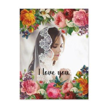 Valentine's Day Floral I Love You Photo Wedding Holiday PostInvitations