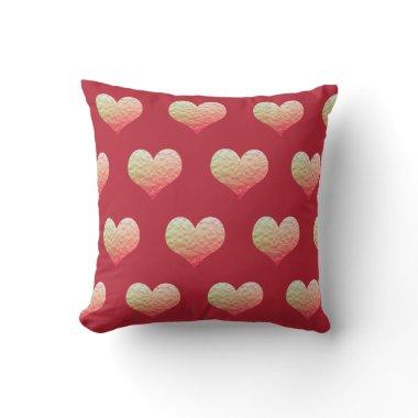 Valentine's Day Gold Heart Pattern Dark Red Ombre Outdoor Pillow