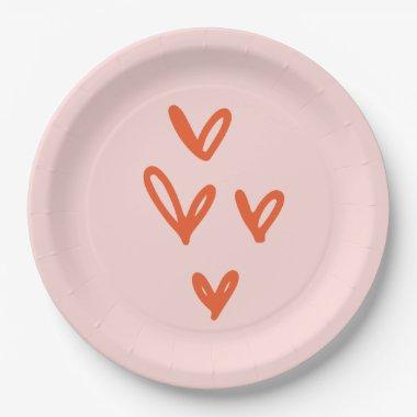 Valentine's Day Love Hearts Party Paper Plates