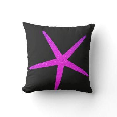 Valentines Day Pink Purple Starfish Glitter Gift Outdoor Pillow