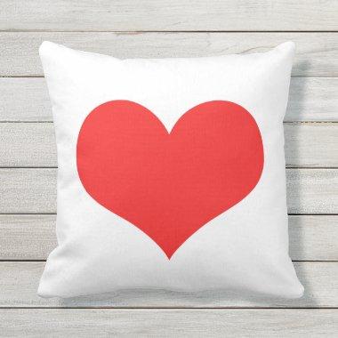 Valentine's Day Red Heart Cute White Custom Gift Outdoor Pillow