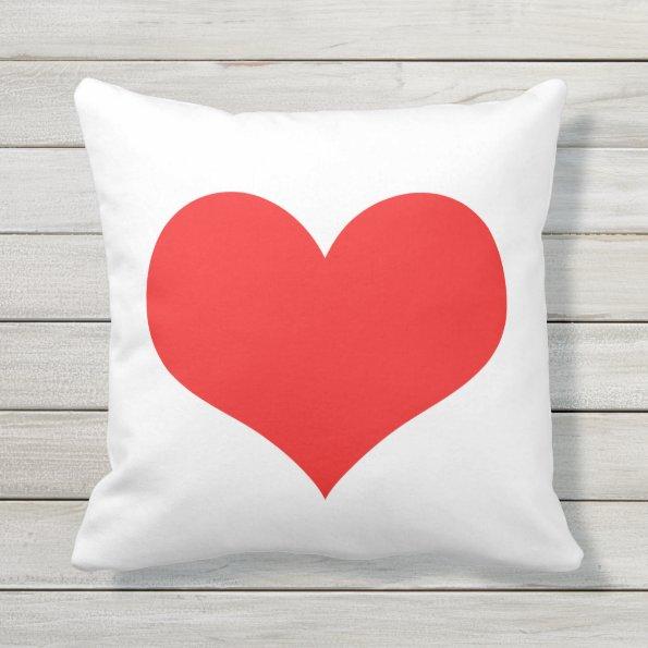 Valentine's Day Red Heart Cute White Custom Gift Outdoor Pillow