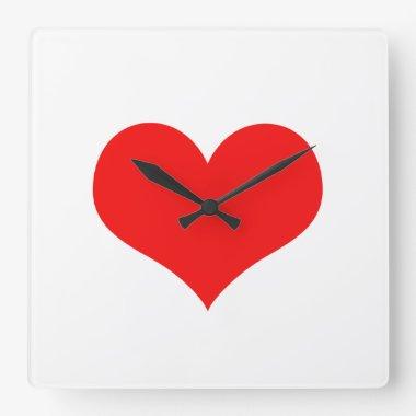 Valentine's Day Red Heart Cute White Custom Gift Square Wall Clock