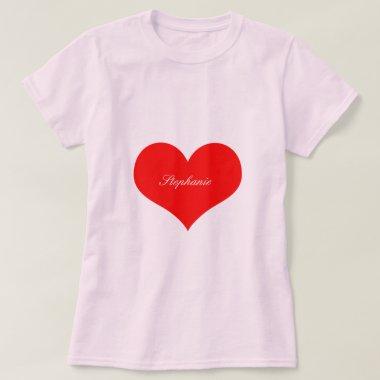Valentine's Day Red Heart Pink Monogram Cute T-Shirt
