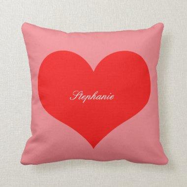 Valentine's Day Red Heart Pink Monogram Cute Throw Pillow