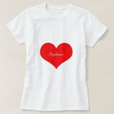 Valentine's Day Red Heart White Monogram Custom T-Shirt