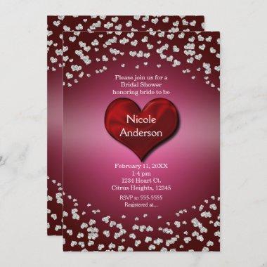 Valentine's Event Birthday Party Silver Hearts Invitations