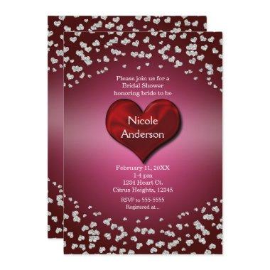 Valentine's Event Birthday Party Silver Hearts Invitations