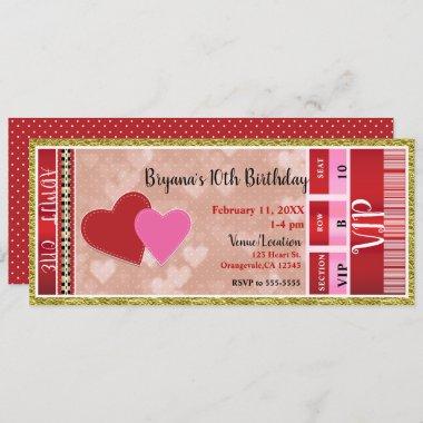 Valentine's Valentine Party Admit One VIP Ticket Invitations