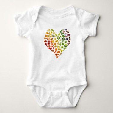 Vegan Rainbow Heart Baby Bodysuit