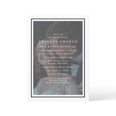 Vellum White And Black Frame Photo Bridal Shower Invitations