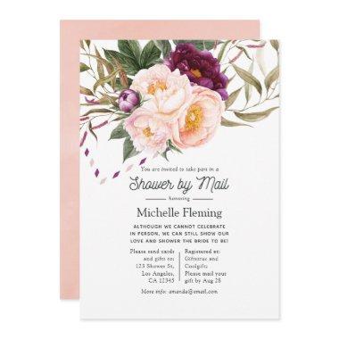 Velvet Plum and Blush Floral Bridal Shower by Mail Invitations