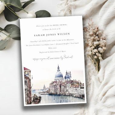 Venice Italy Canals Watercolor Bridal Shower Invitations