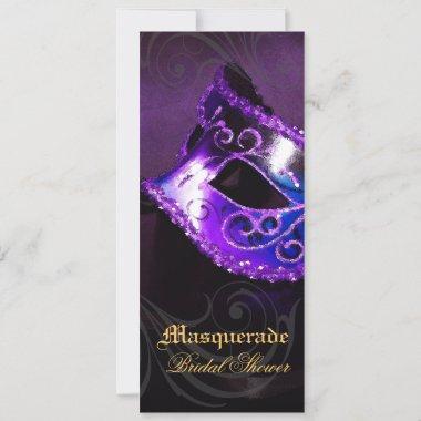 Venice Purple Masquerade Bridal Shower Invitations