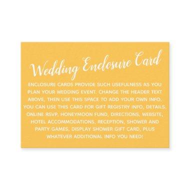 Versatile Custom Simple DIY Wedding Apricot Yellow Enclosure Invitations