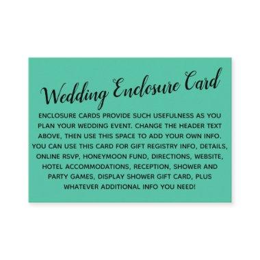 Versatile Custom Simple DIY Wedding Biscay Green Enclosure Invitations