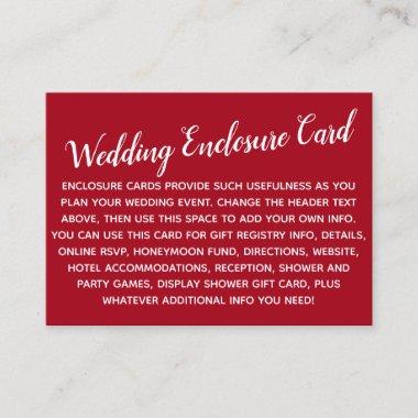 Versatile Custom Simple DIY Wedding Bright Red Enclosure Invitations