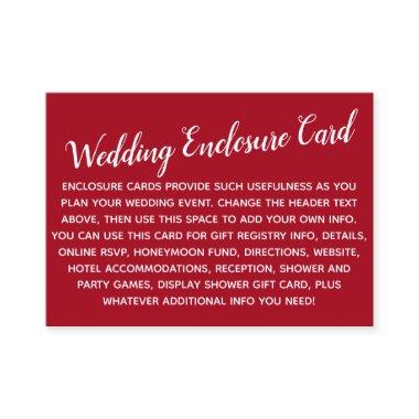 Versatile Custom Simple DIY Wedding Bright Red Enclosure Invitations